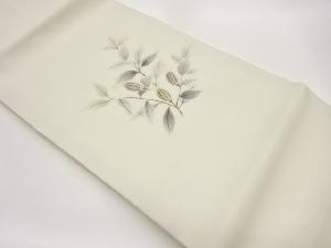 紗 手描き草花模様名古屋帯